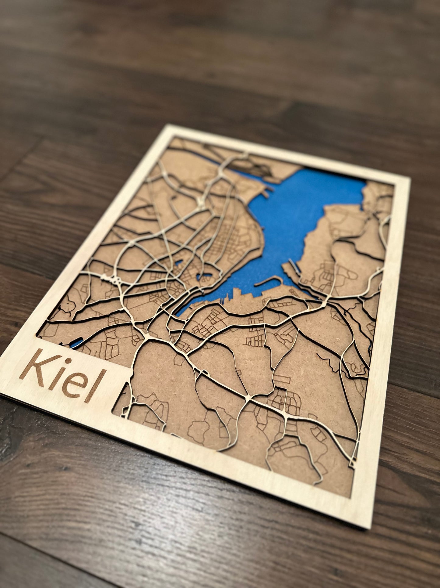 Stadtplan Kiel Holz City Map Laser Cut
