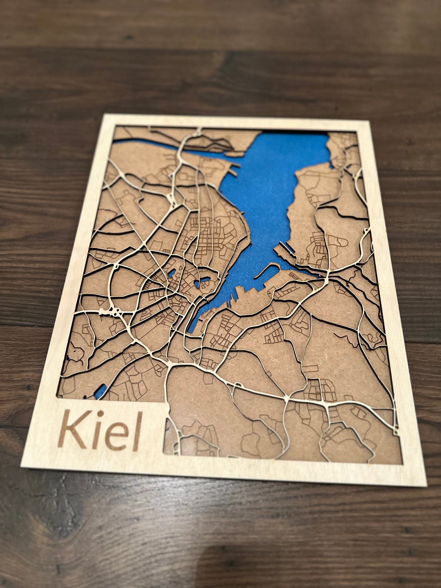 Stadtplan Kiel Holz City Map Laser Cut