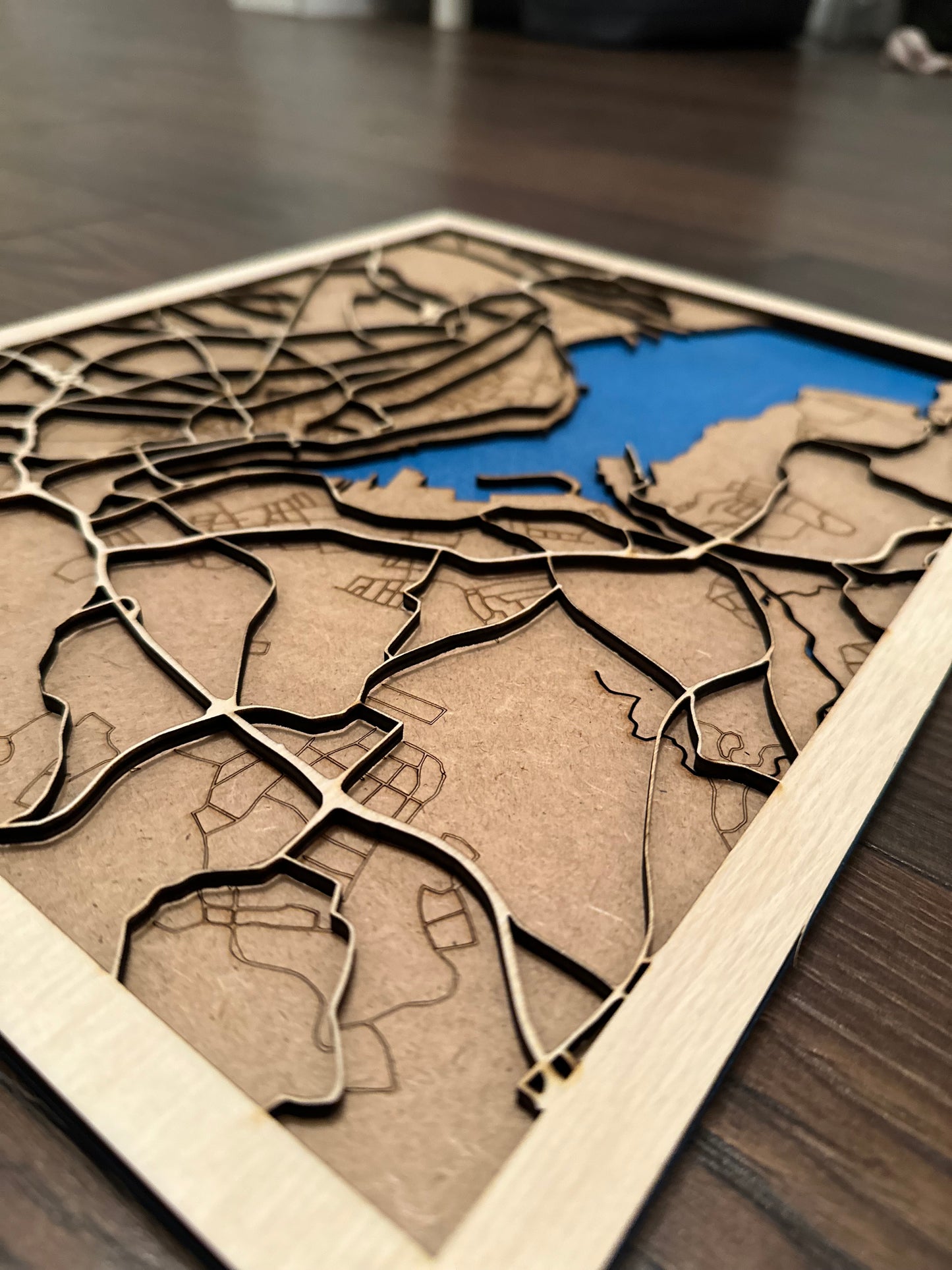 Stadtplan Kiel Holz City Map Laser Cut