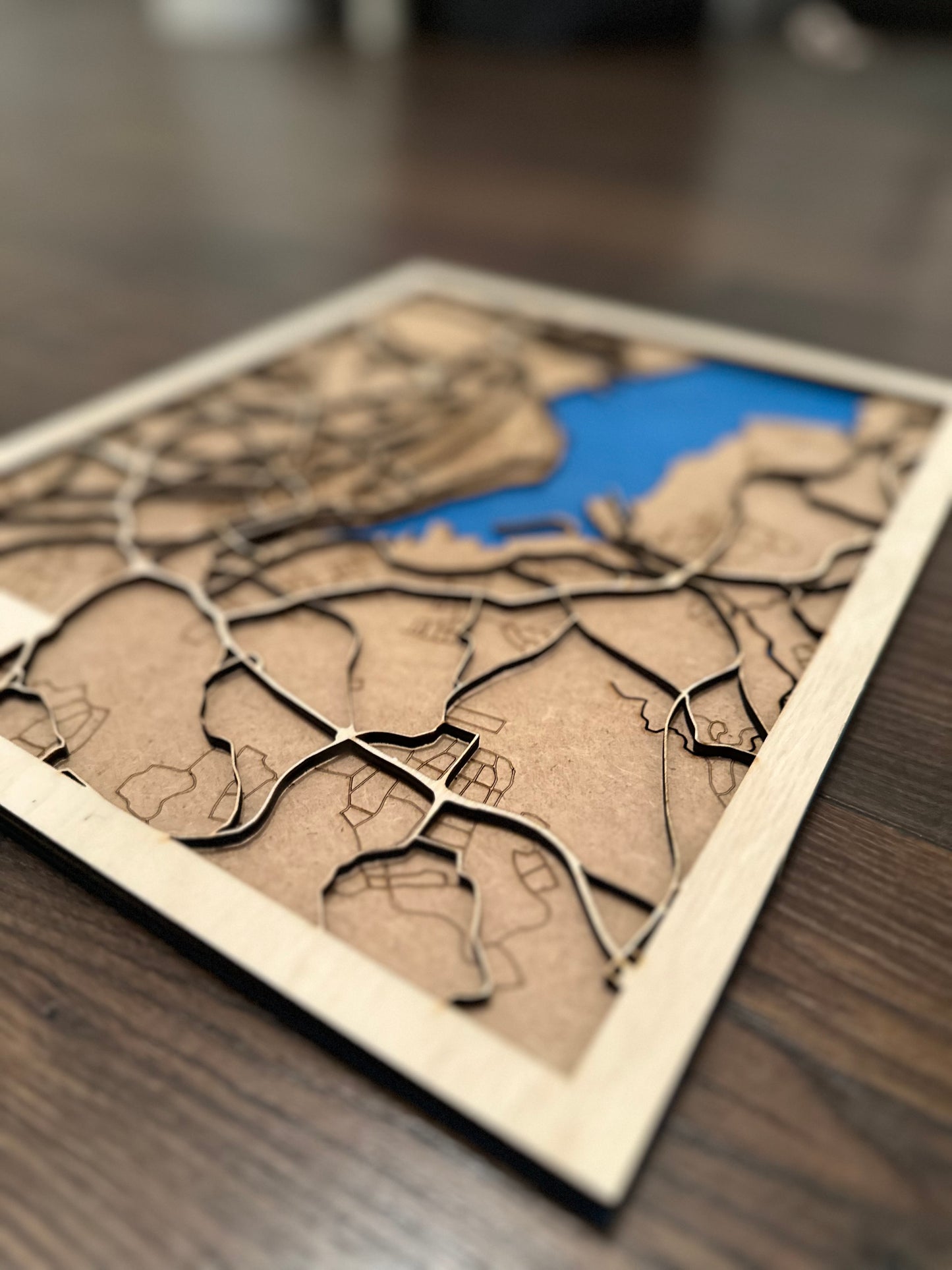 Stadtplan Kiel Holz City Map Laser Cut