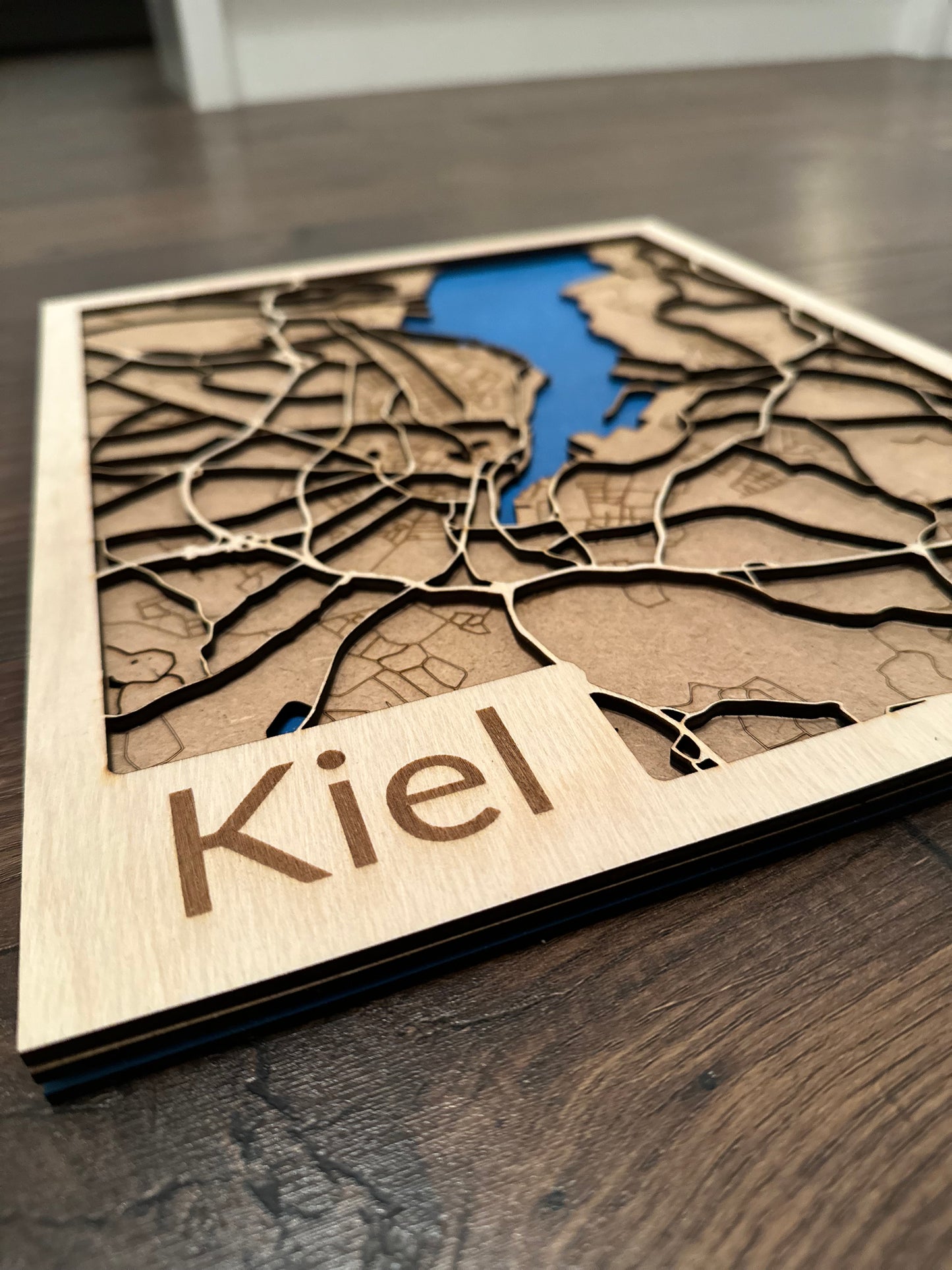 Stadtplan Kiel Holz City Map Laser Cut