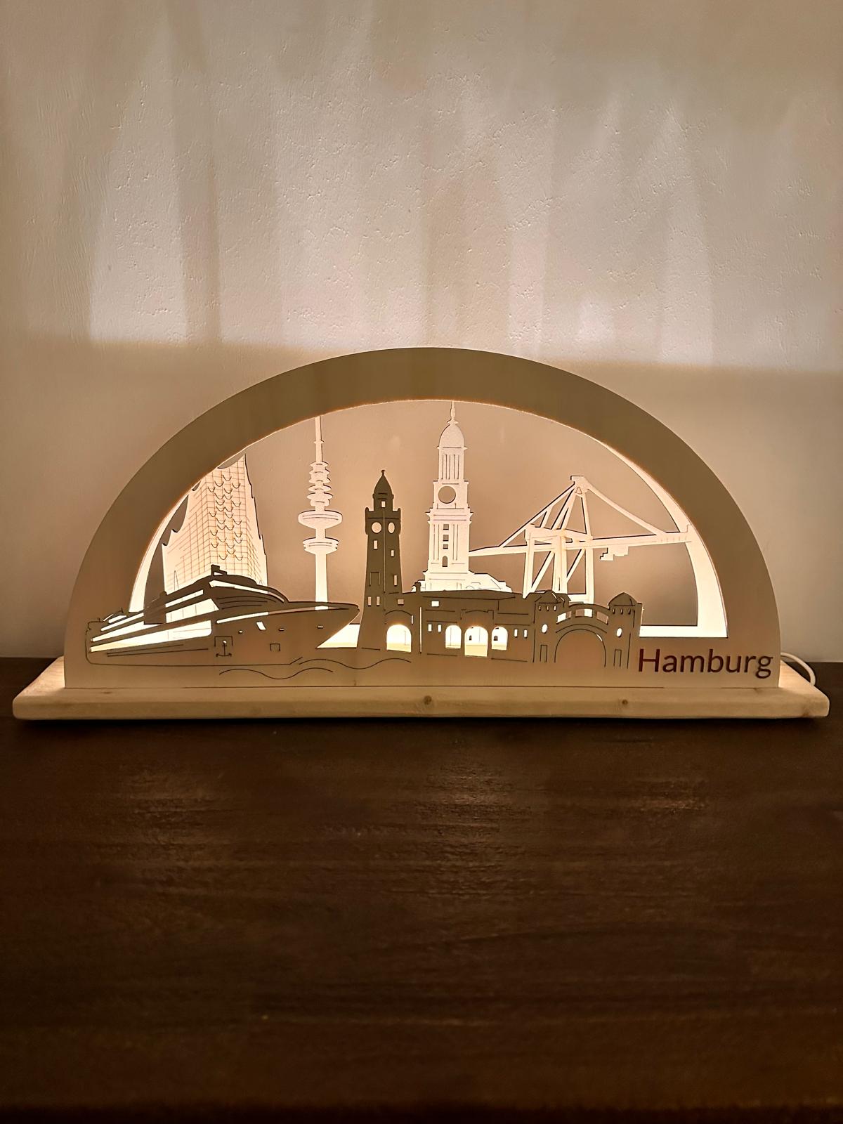 Schwibbogen Lichterbogen Hamburg Holz Laser Cut
